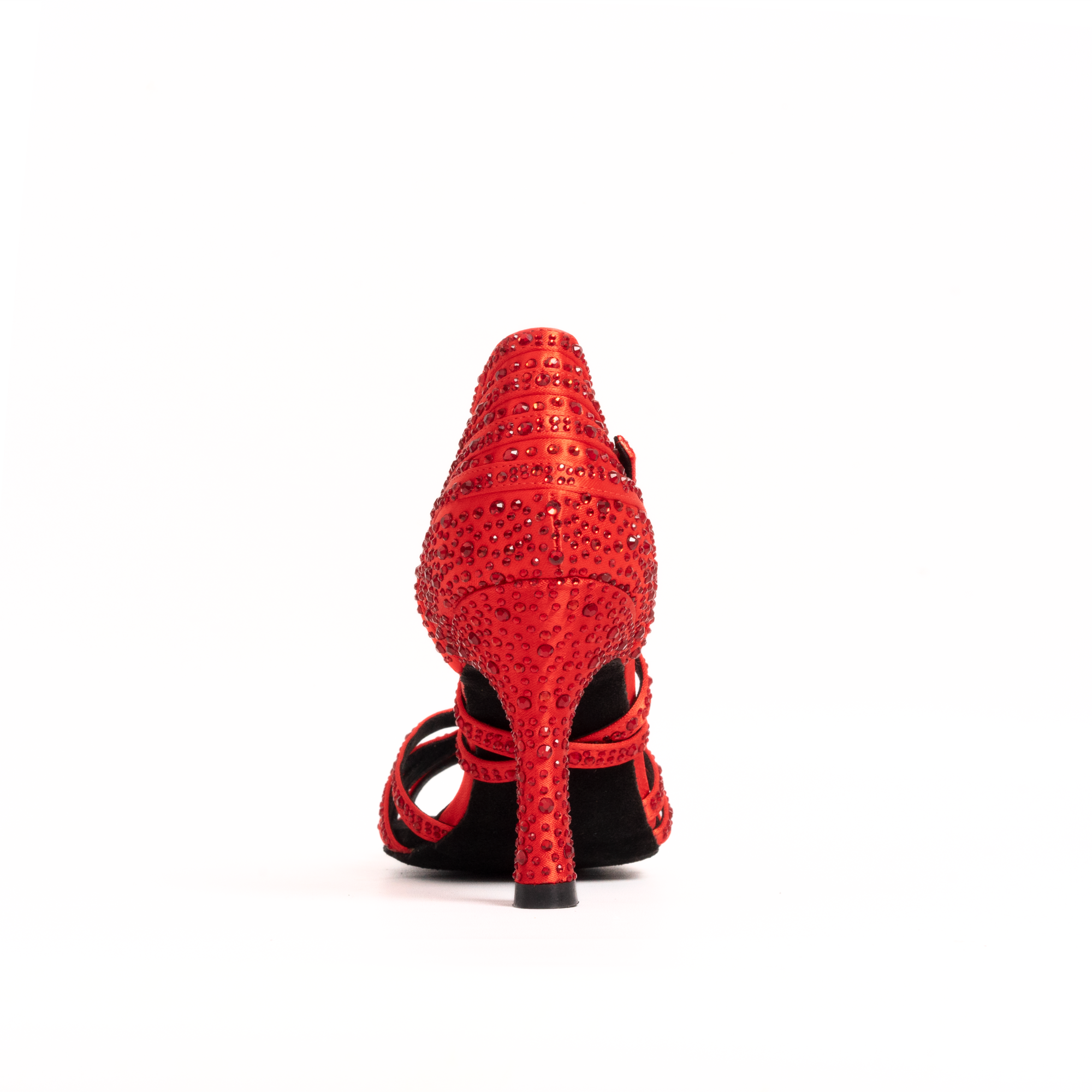 Red Salsa Shoe with rhinestone - high heel = back view 